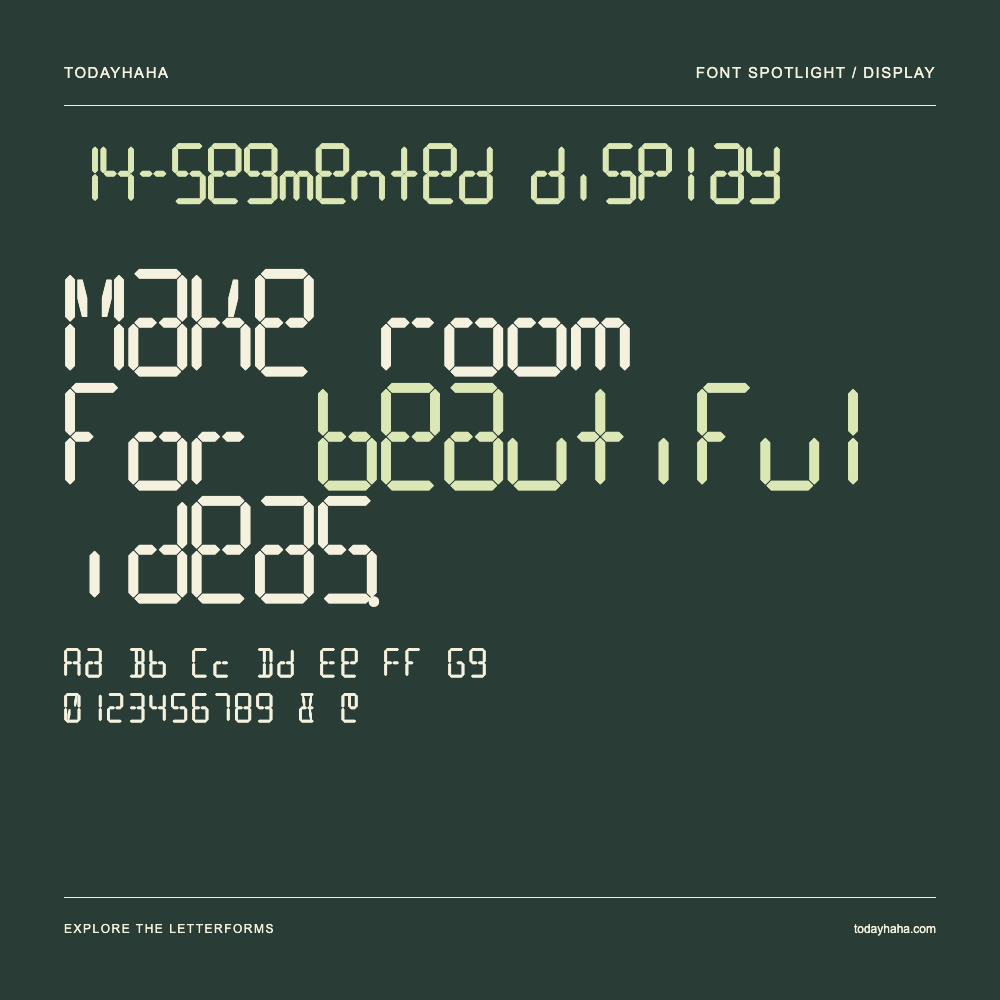 14-segmented display — Typography poster with sample text