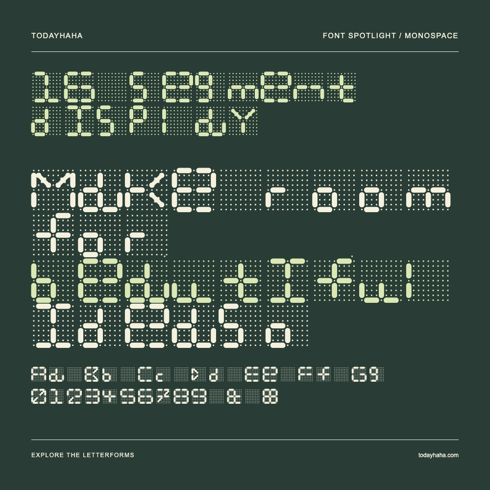 16 segment display — Póster tipográfico con texto de muestra
