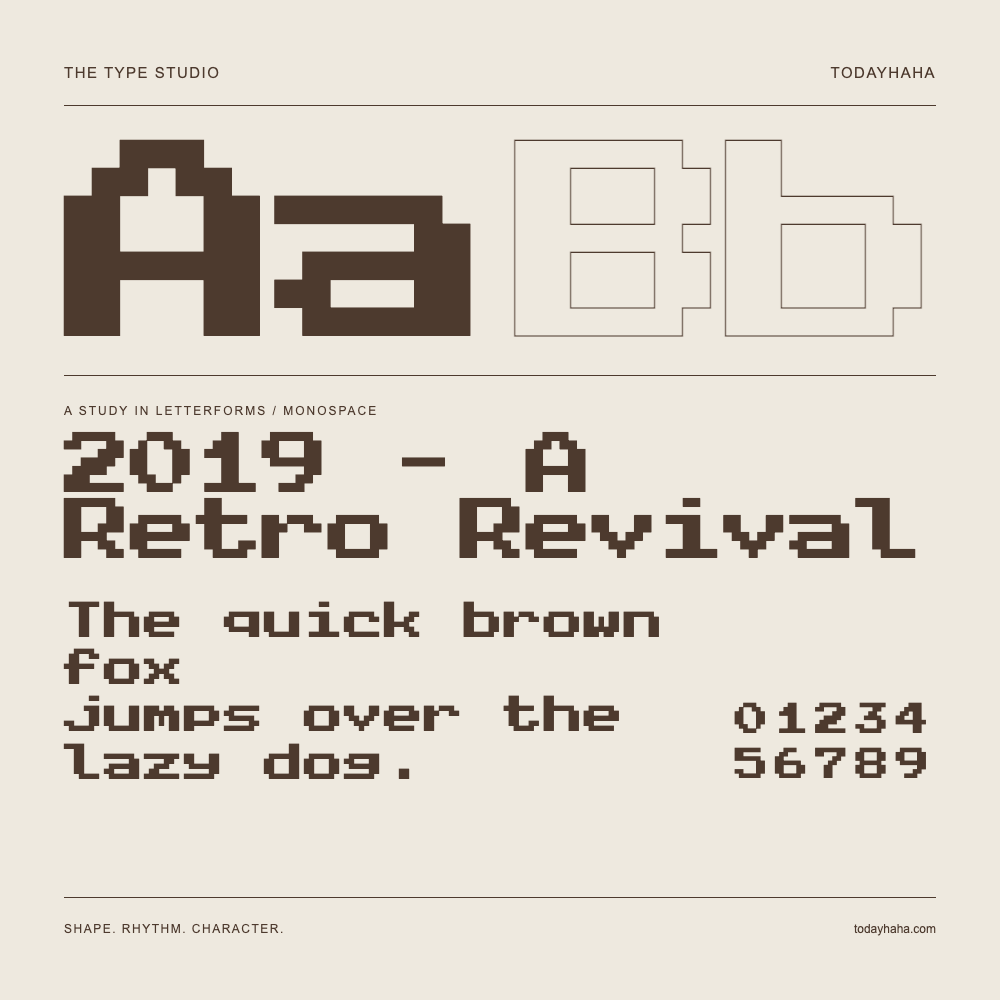 2019 - A Retro Revival — Buchstabenstudie mit Beispielsatz und Ziffern