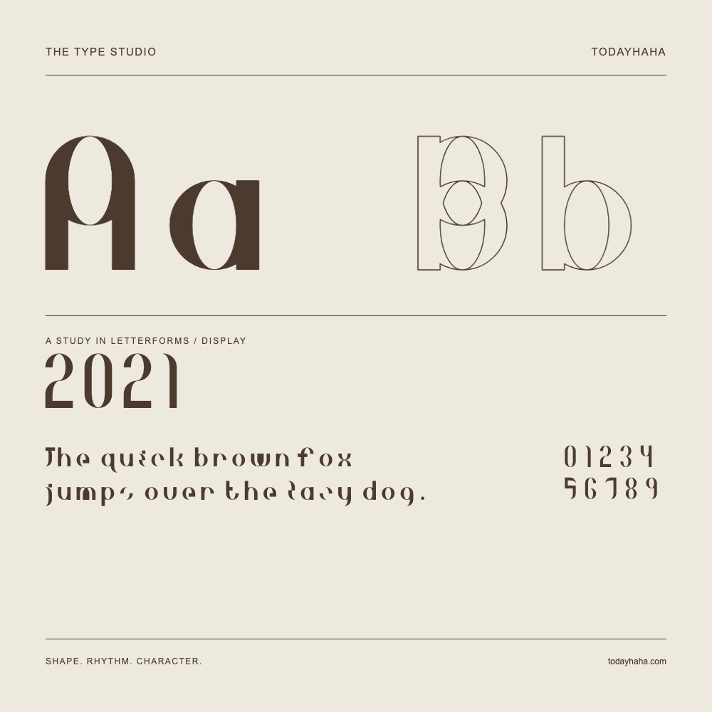 2021 — Letterform study with sample sentence and numbers