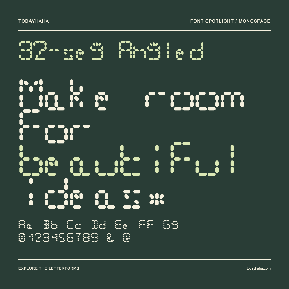 32-seg Angled — Póster tipográfico con texto de muestra