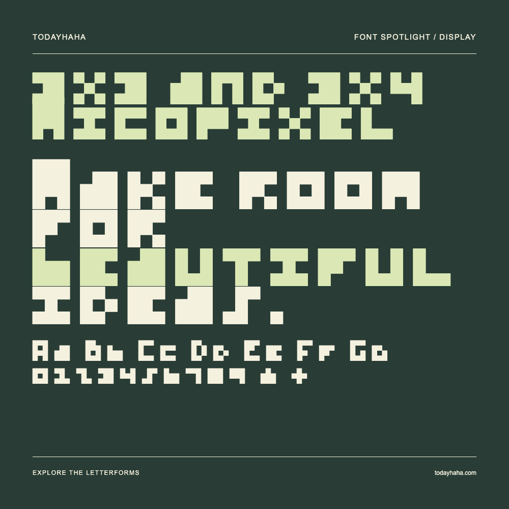 3x3 and 3x4 Micopixel — Typography poster with sample text