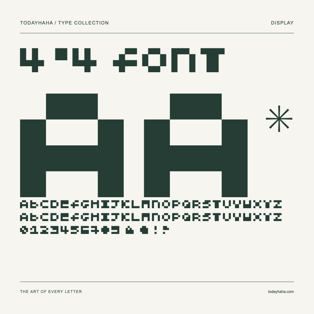 4*4 font — Muestra de mayúsculas, minúsculas y números