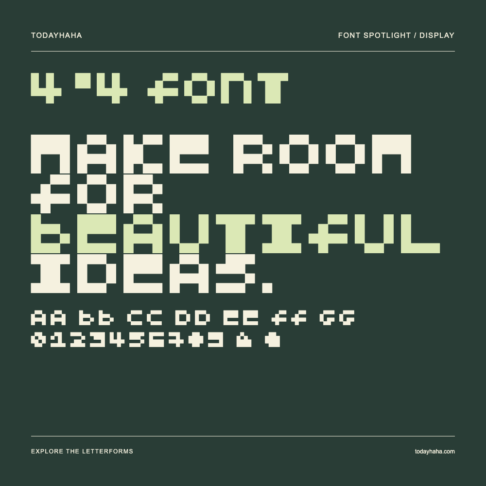 4*4 font — Póster tipográfico con texto de muestra