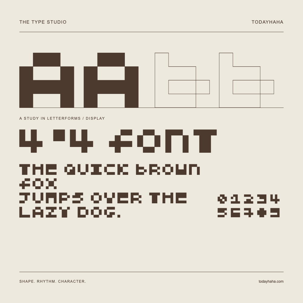4*4 font — Estudio de letras con una frase y números