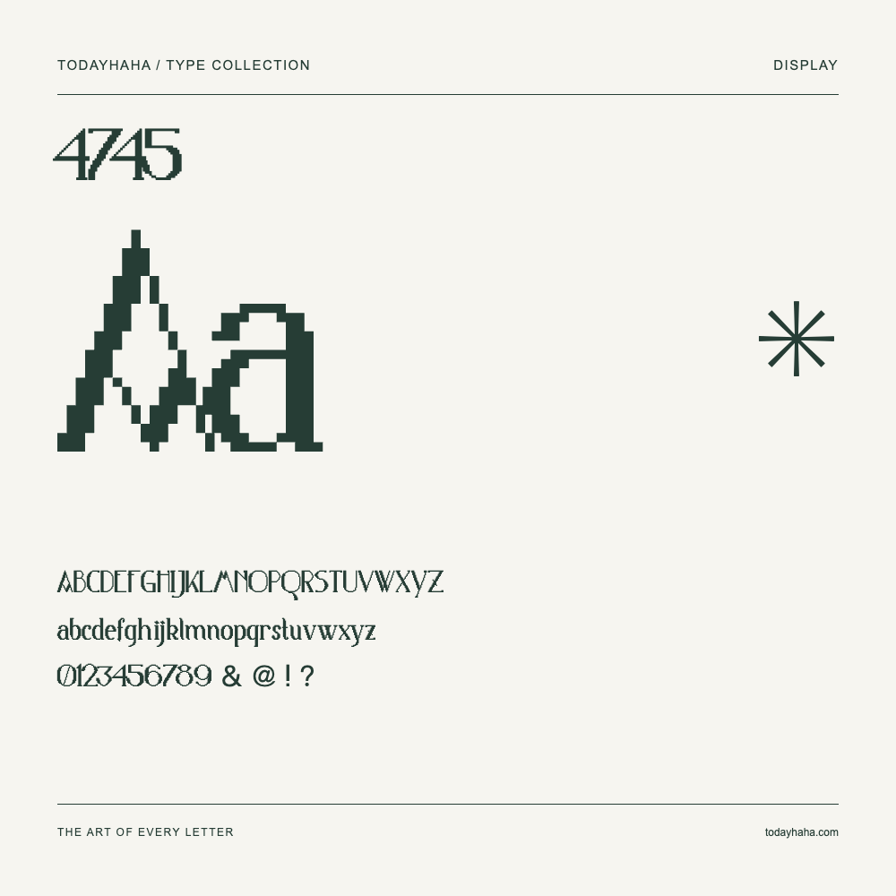 4745 — Spécimen avec majuscules, minuscules et chiffres