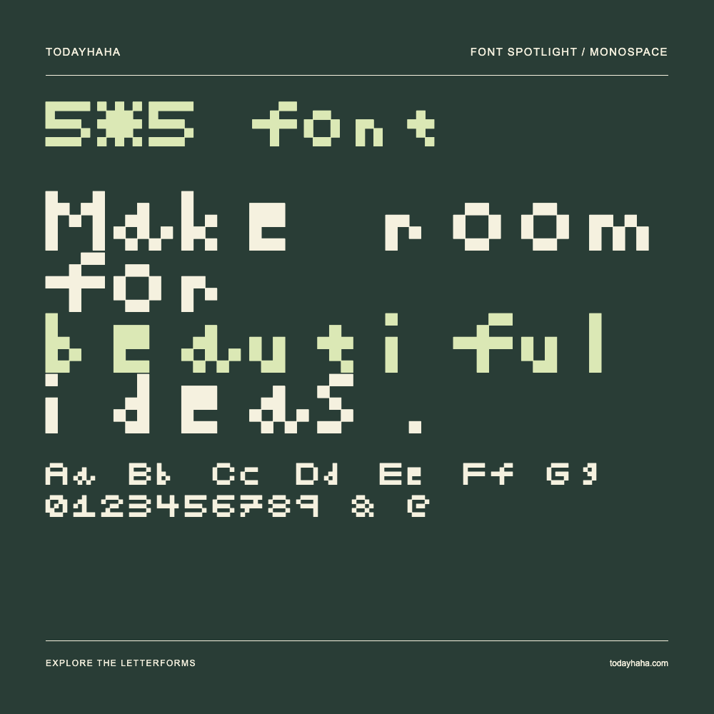 5*5 font — Poster tipografico con testo di esempio