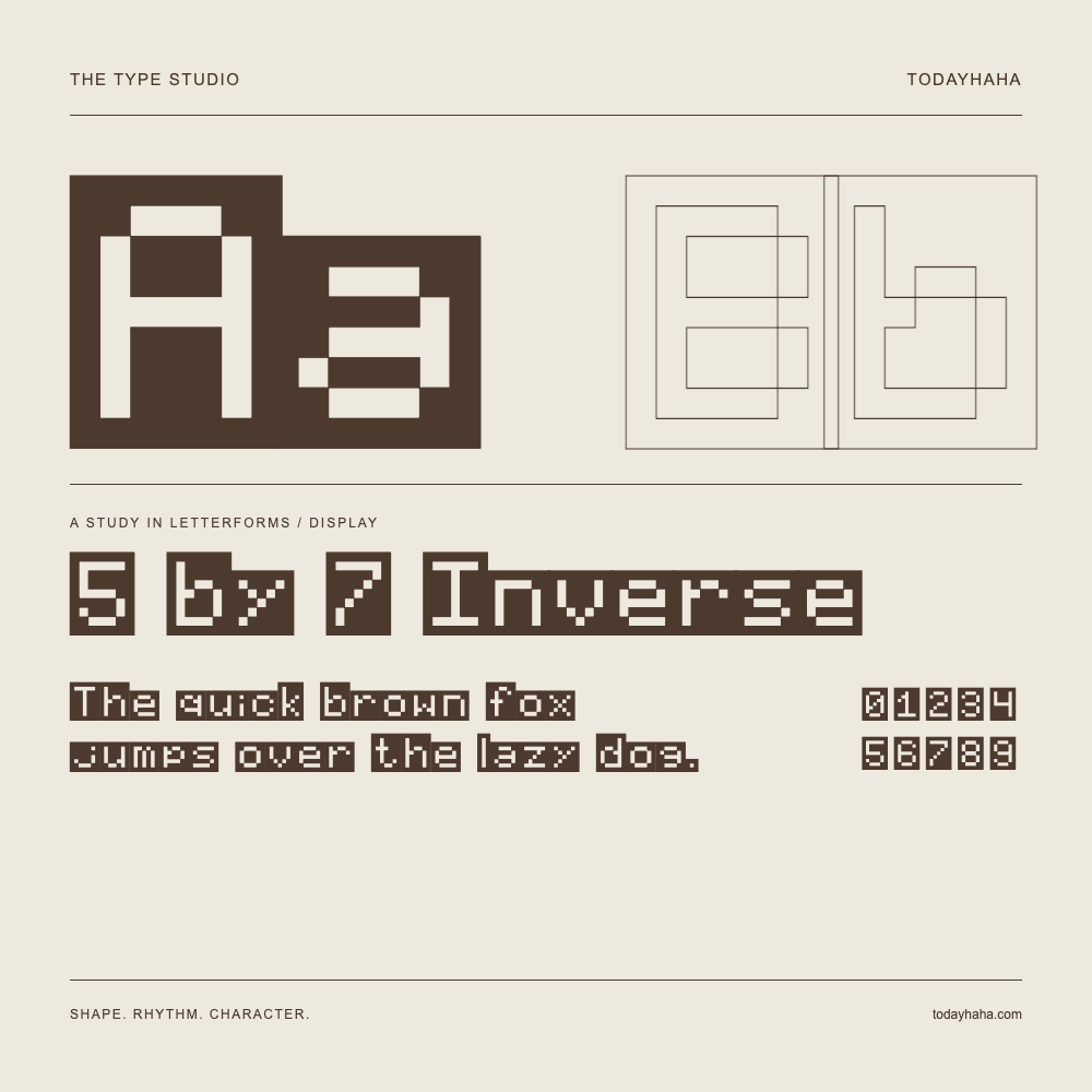 5 by 7 Inverse — Estudio de letras con una frase y números