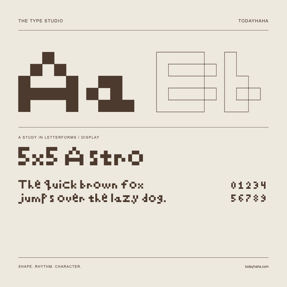 5x5 Astro — Estudio de letras con una frase y números
