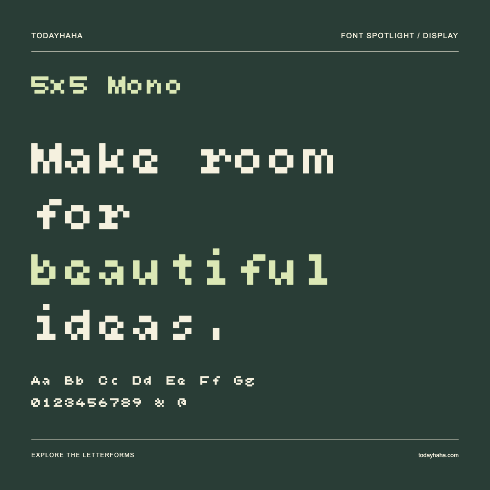 5x5 Mono — Póster tipográfico con texto de muestra