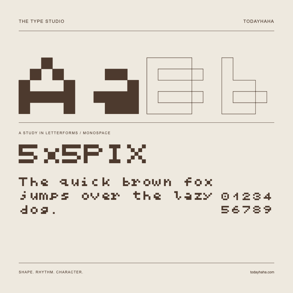 5x5PIX — 字形展示：示例句子与数字