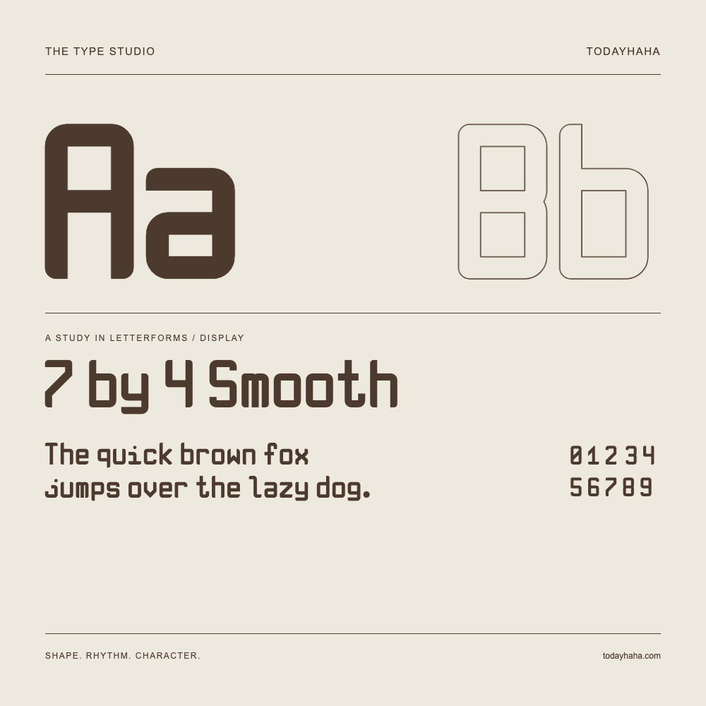 7 by 4 Smooth — Estudio de letras con una frase y números