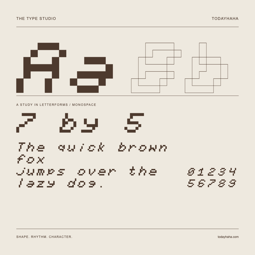 7 by 5 — Studio delle lettere con frase e numeri