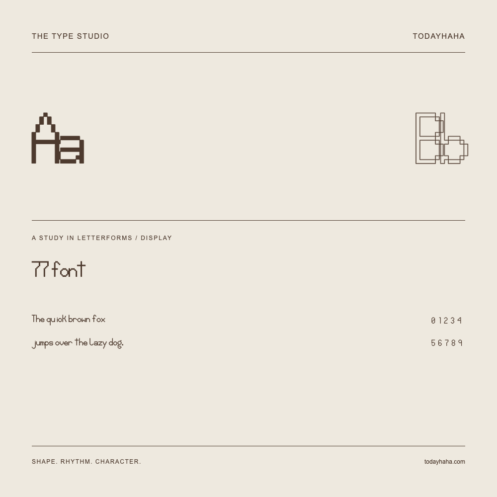 77 font — Estudio de letras con una frase y números