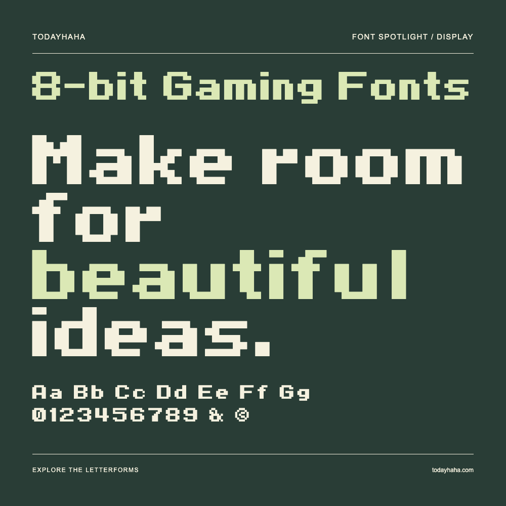 8-bit Gaming Fonts — Póster tipográfico con texto de muestra