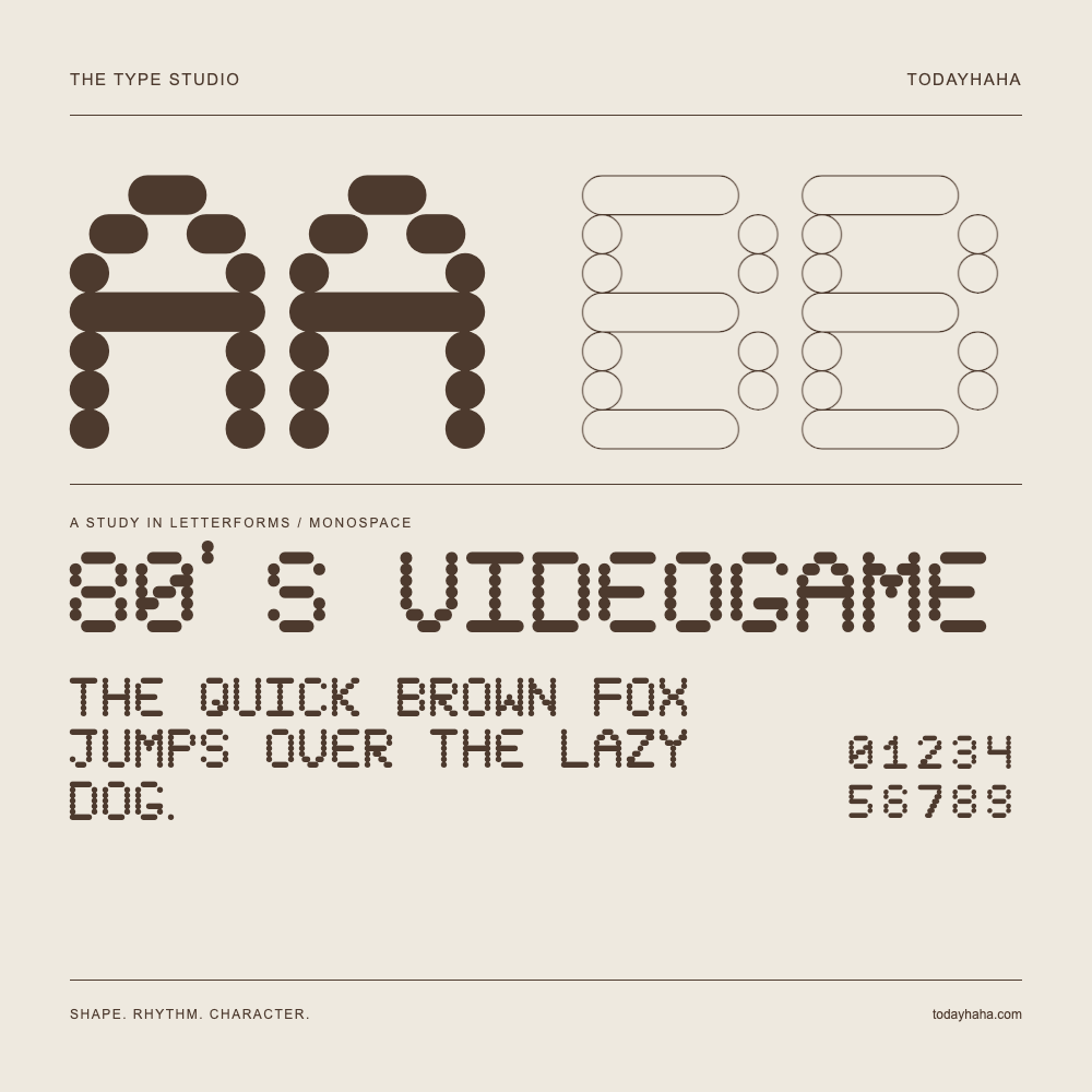 80's Videogame — Étude des lettres avec une phrase et des chiffres