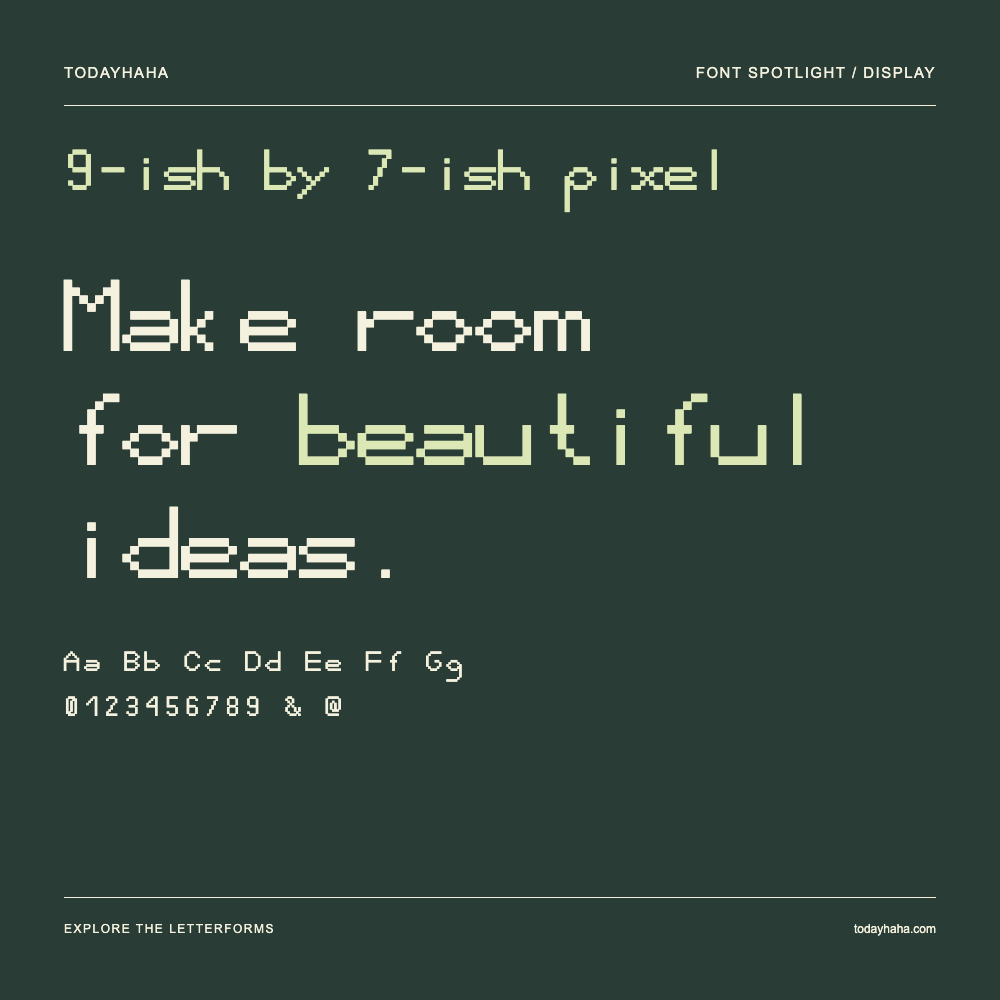 9-ish by 7-ish pixel — Typografieposter mit Beispieltext
