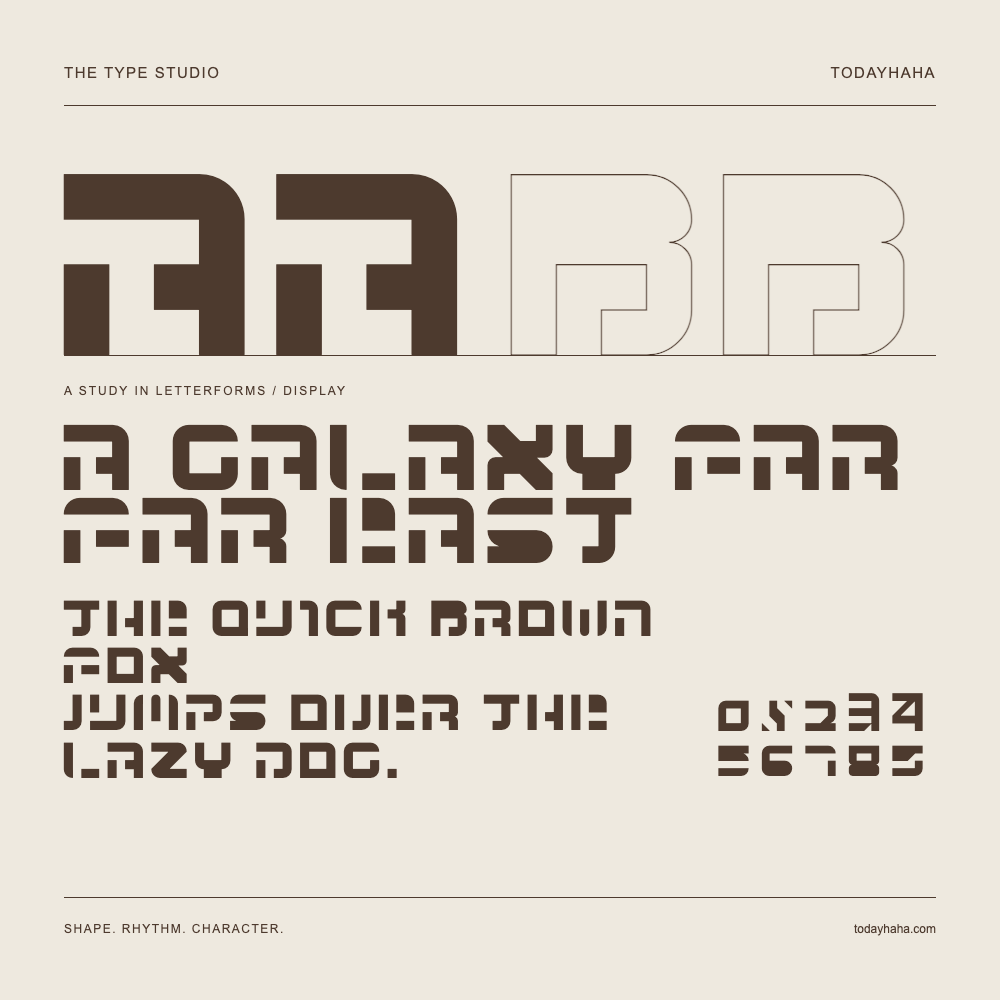 A Galaxy Far Far East — Letterform study with sample sentence and numbers