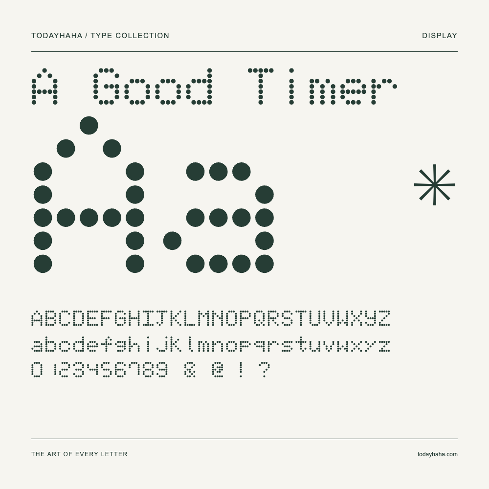 A Good Timer — Schriftmuster mit Großbuchstaben, Kleinbuchstaben und Ziffern