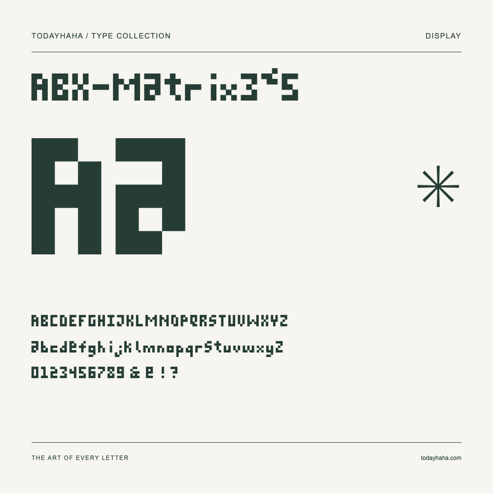 ABX-Matrix3*5 — Schriftmuster mit Großbuchstaben, Kleinbuchstaben und Ziffern
