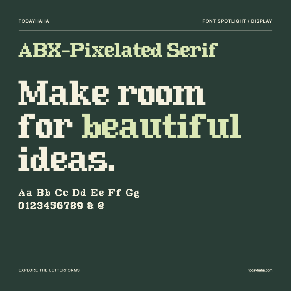 ABX-Pixelated Serif — Typografieposter mit Beispieltext