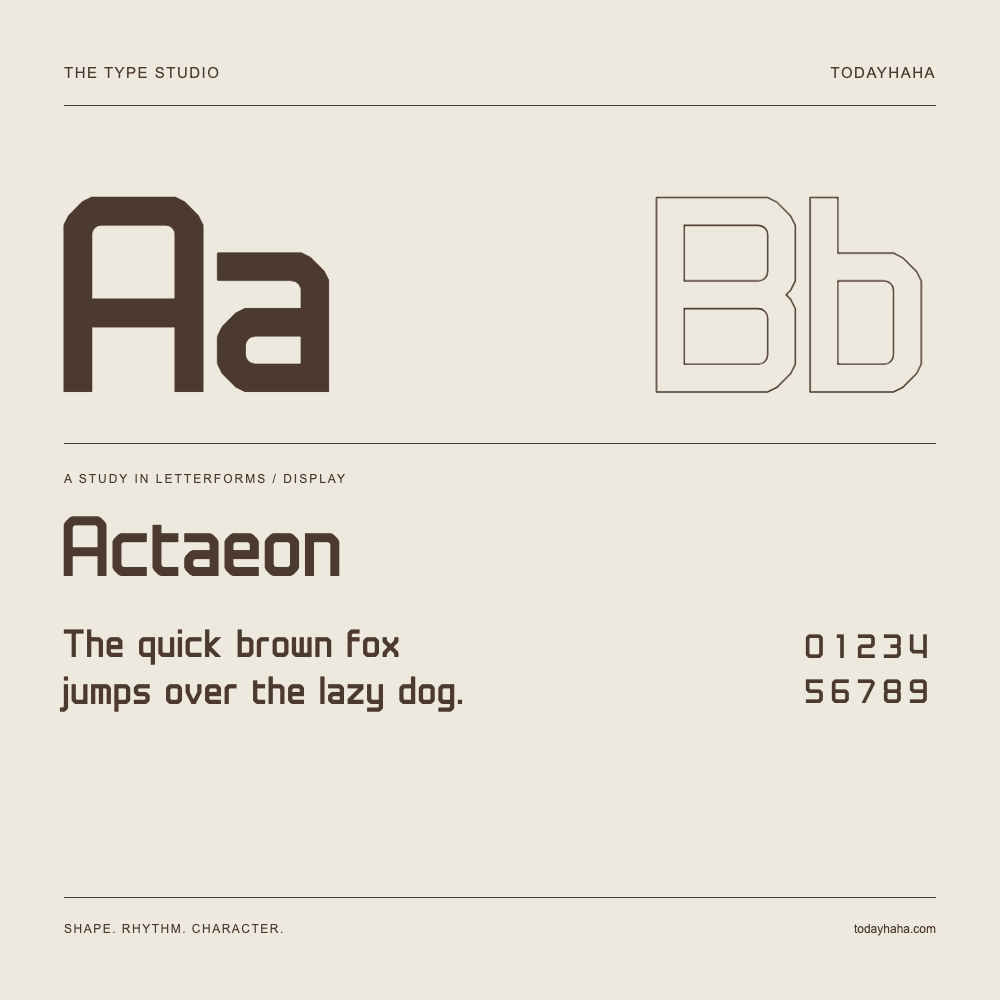 Actaeon — 字形展示：示例句子与数字