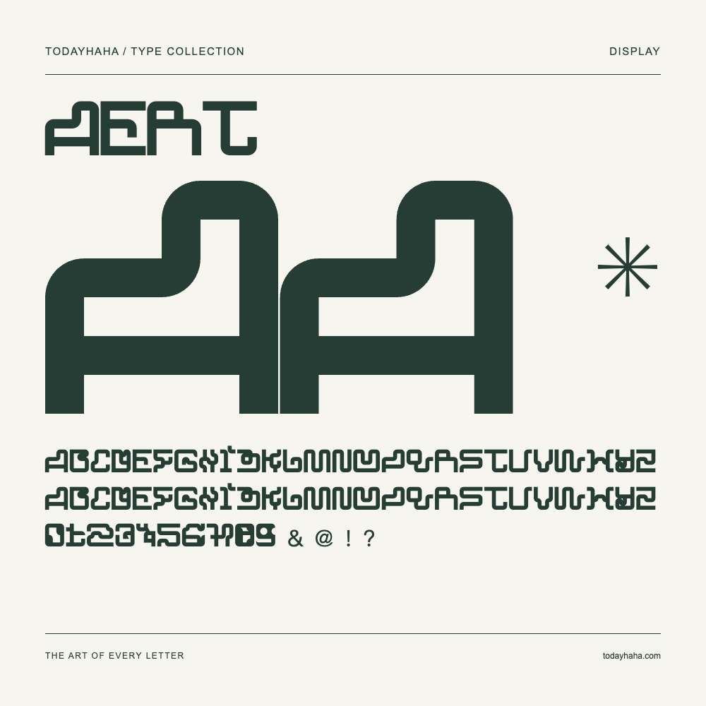aert — Schriftmuster mit Großbuchstaben, Kleinbuchstaben und Ziffern
