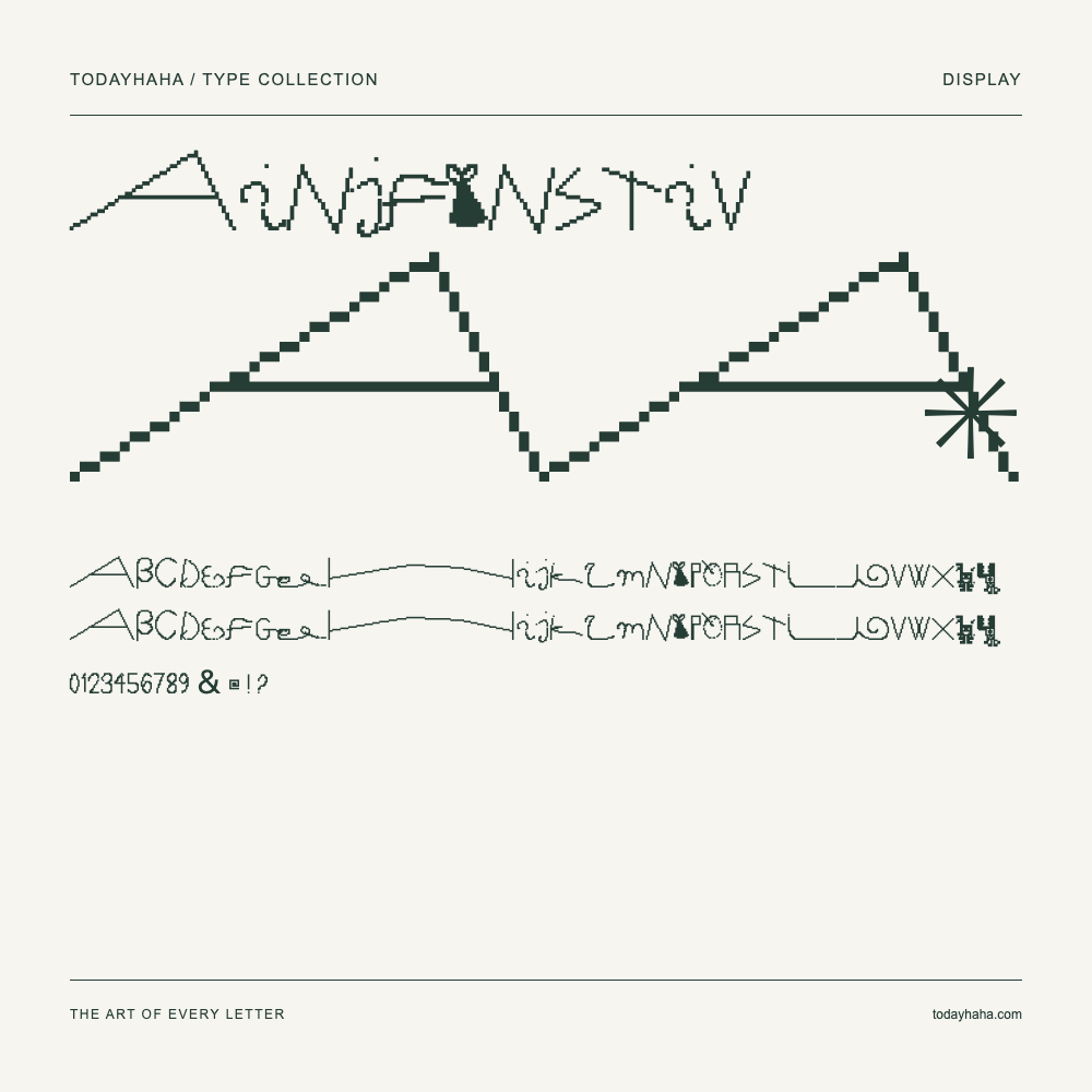 AINJFONSTIV — Font specimen with uppercase and lowercase letters and numbers