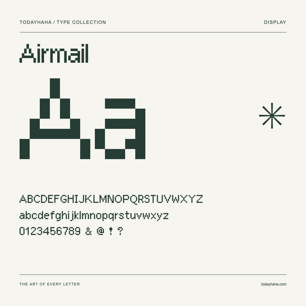 Airmail — Muestra de mayúsculas, minúsculas y números