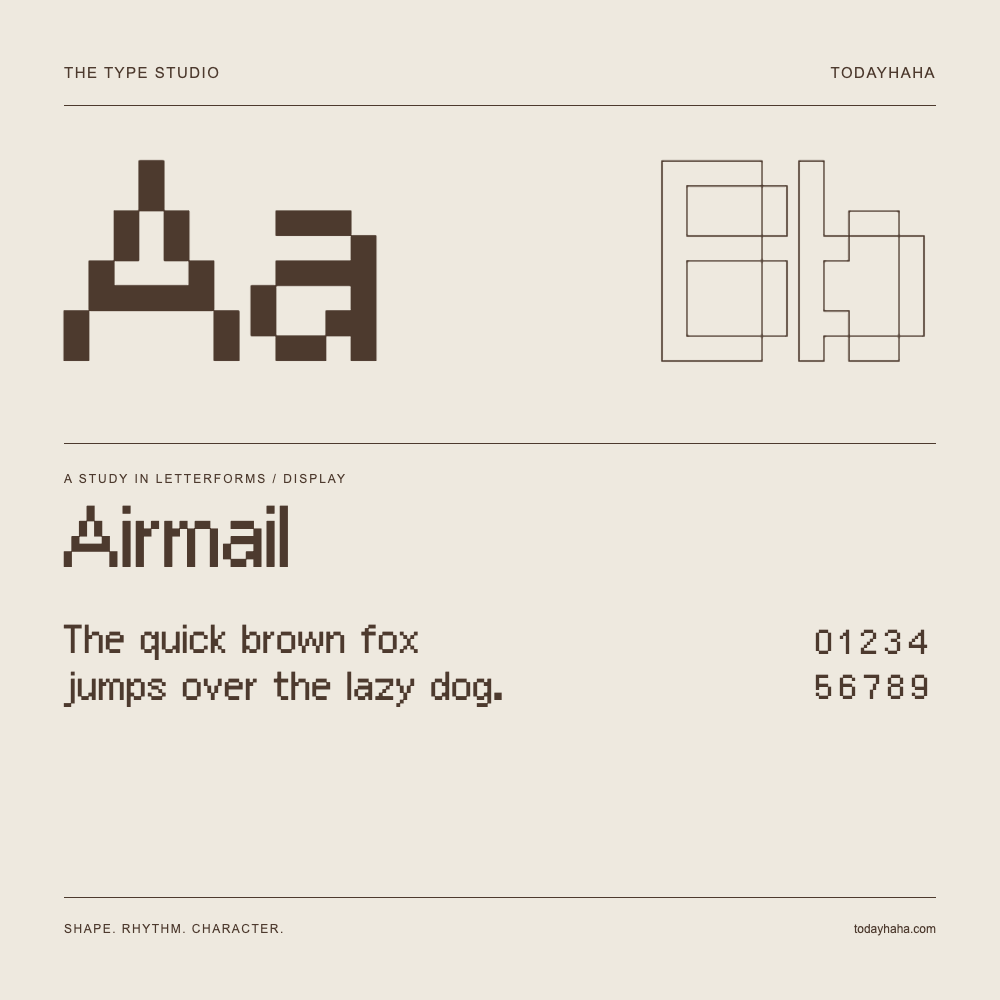 Airmail — Estudio de letras con una frase y números
