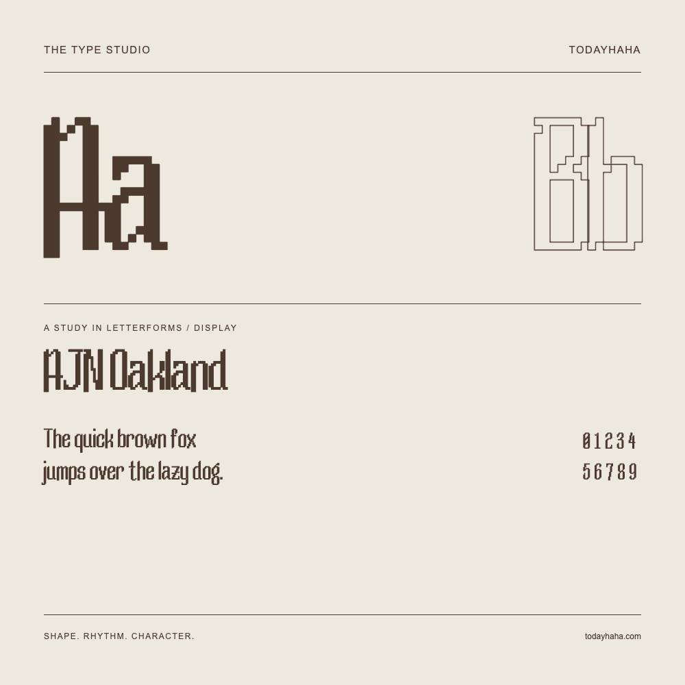 AJN Oakland — Estudio de letras con una frase y números