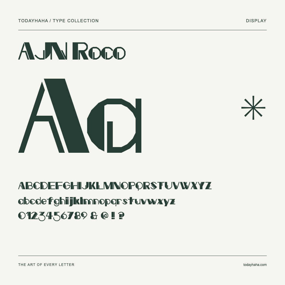 AJN Roco — Muestra de mayúsculas, minúsculas y números