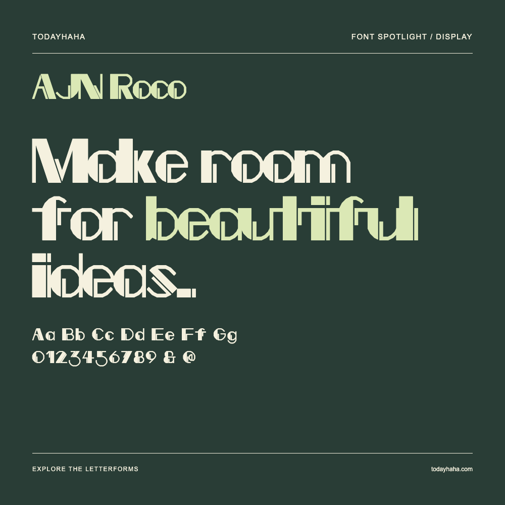 AJN Roco — Póster tipográfico con texto de muestra