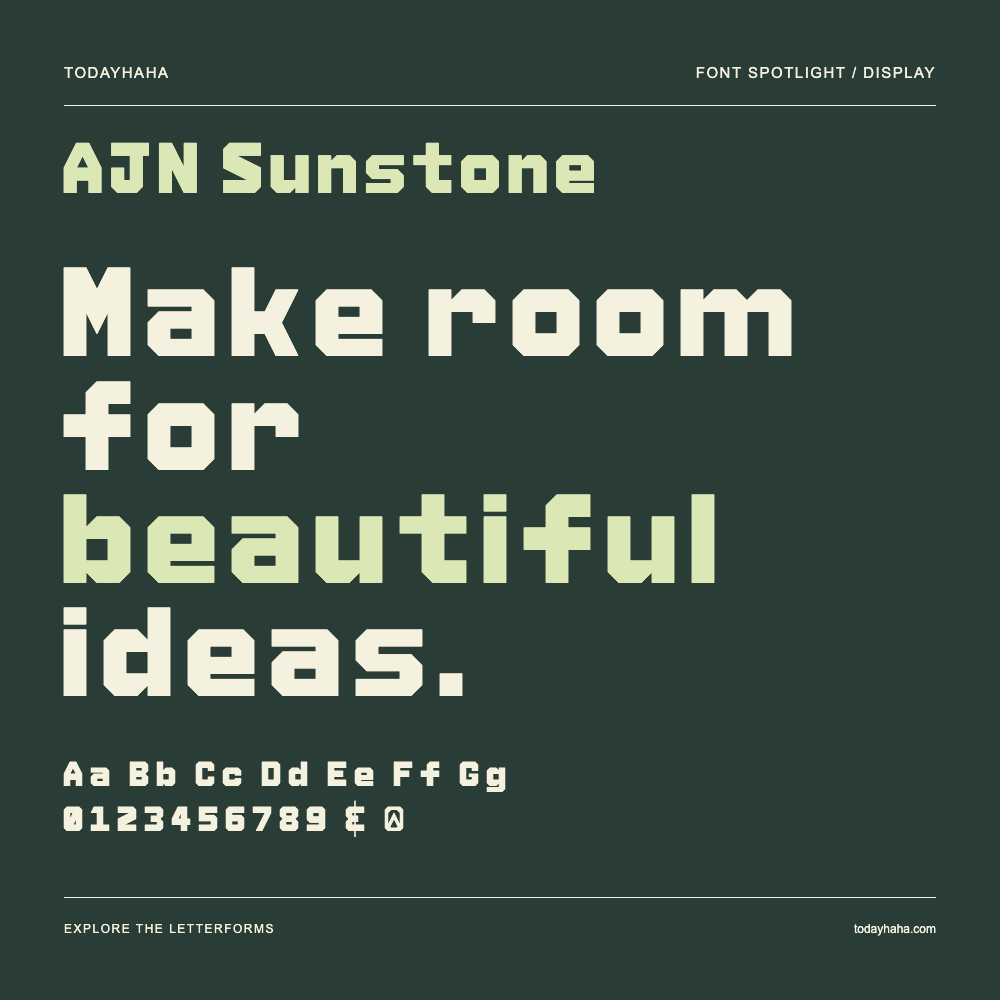 AJN Sunstone — Typografieposter mit Beispieltext