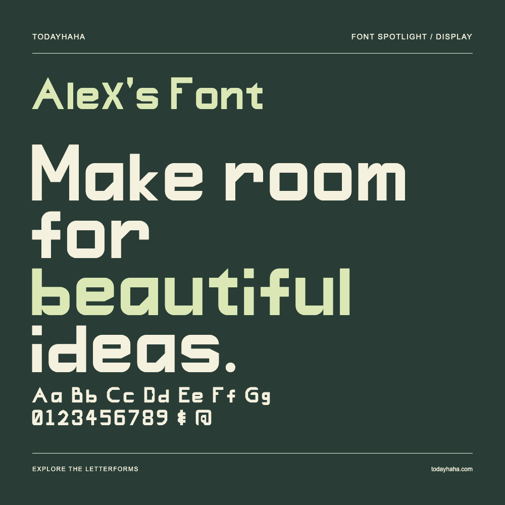 Alex's Font — Typografieposter mit Beispieltext