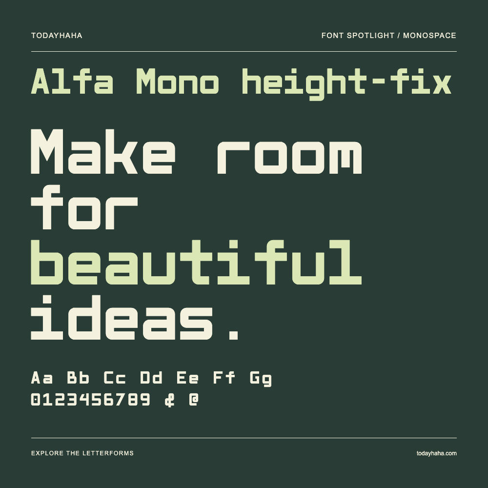 Alfa Mono height-fix — Typography poster with sample text