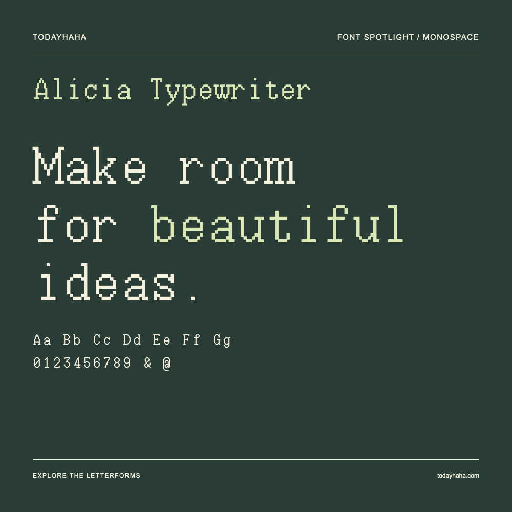 Alicia Typewriter — Typography poster with sample text