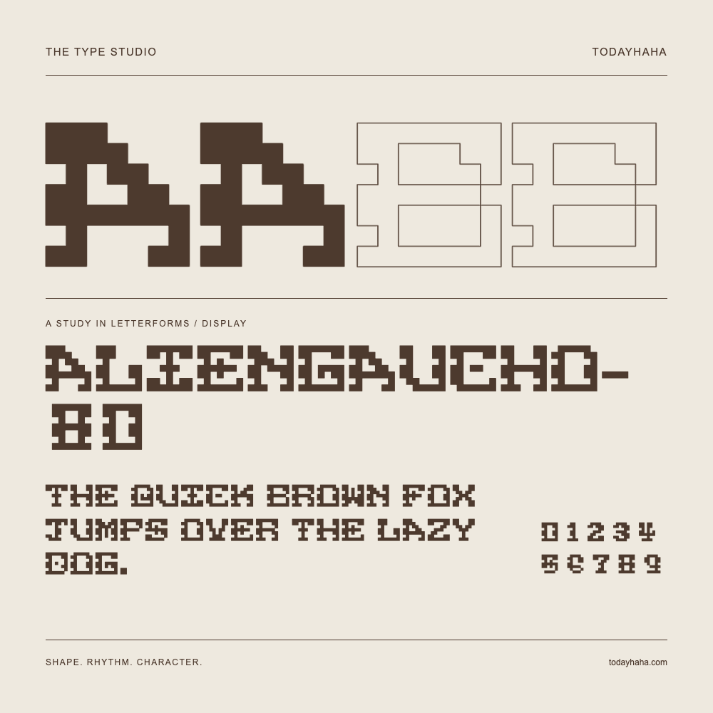 AlienGaucho-80 — 字形展示：示例句子与数字