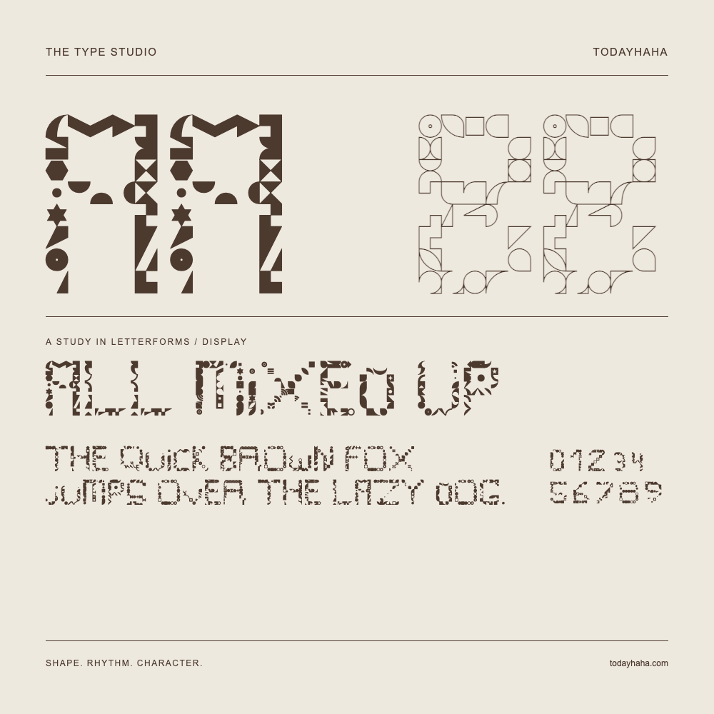All Mixed Up — Letterform study with sample sentence and numbers