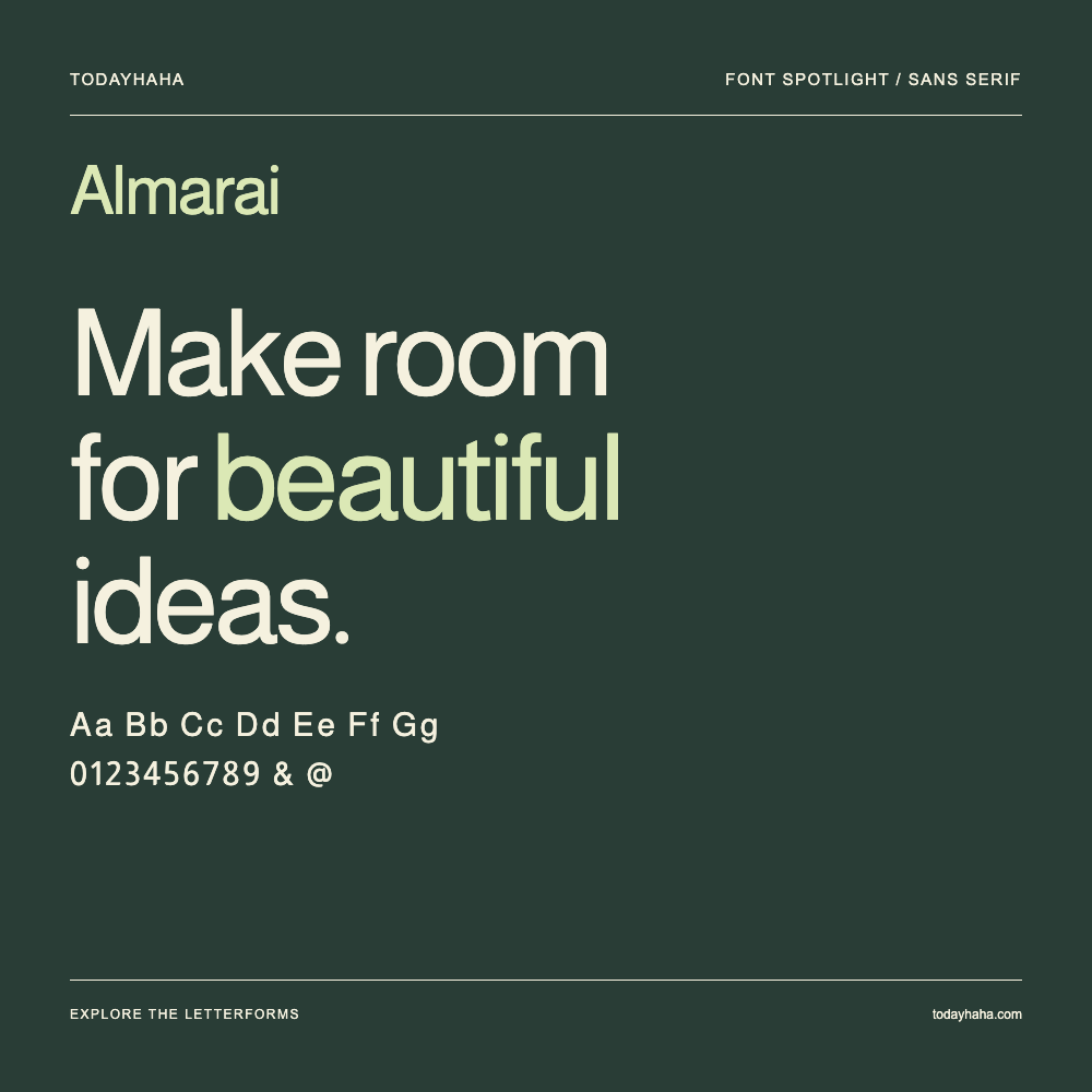 Almarai — Póster tipográfico con texto de muestra