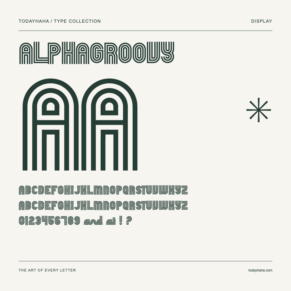 Alphagroovy — Campione con lettere maiuscole, minuscole e numeri