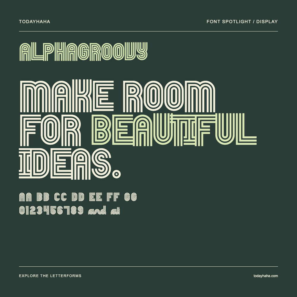 Alphagroovy — Poster tipografico con testo di esempio