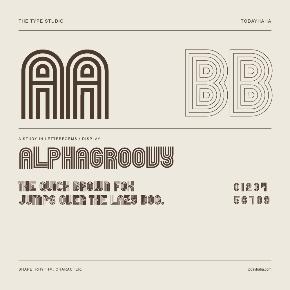 Alphagroovy — Studio delle lettere con frase e numeri