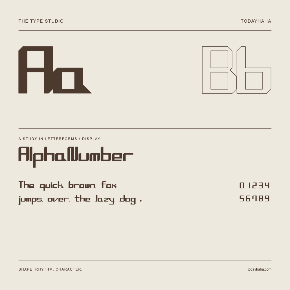 AlphaNumber — 字形展示：示例句子与数字