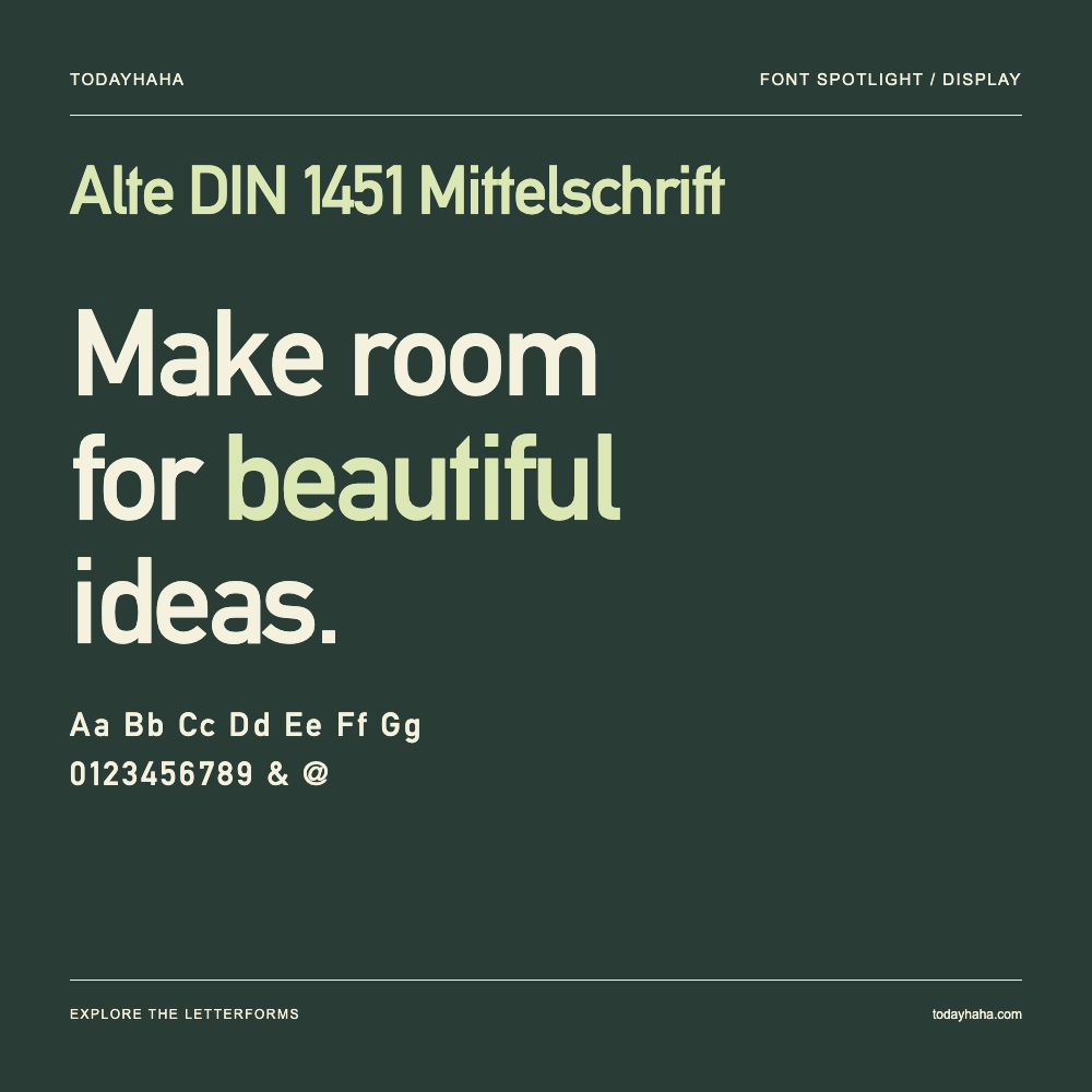 Alte DIN 1451 Mittelschrift — Typografieposter mit Beispieltext