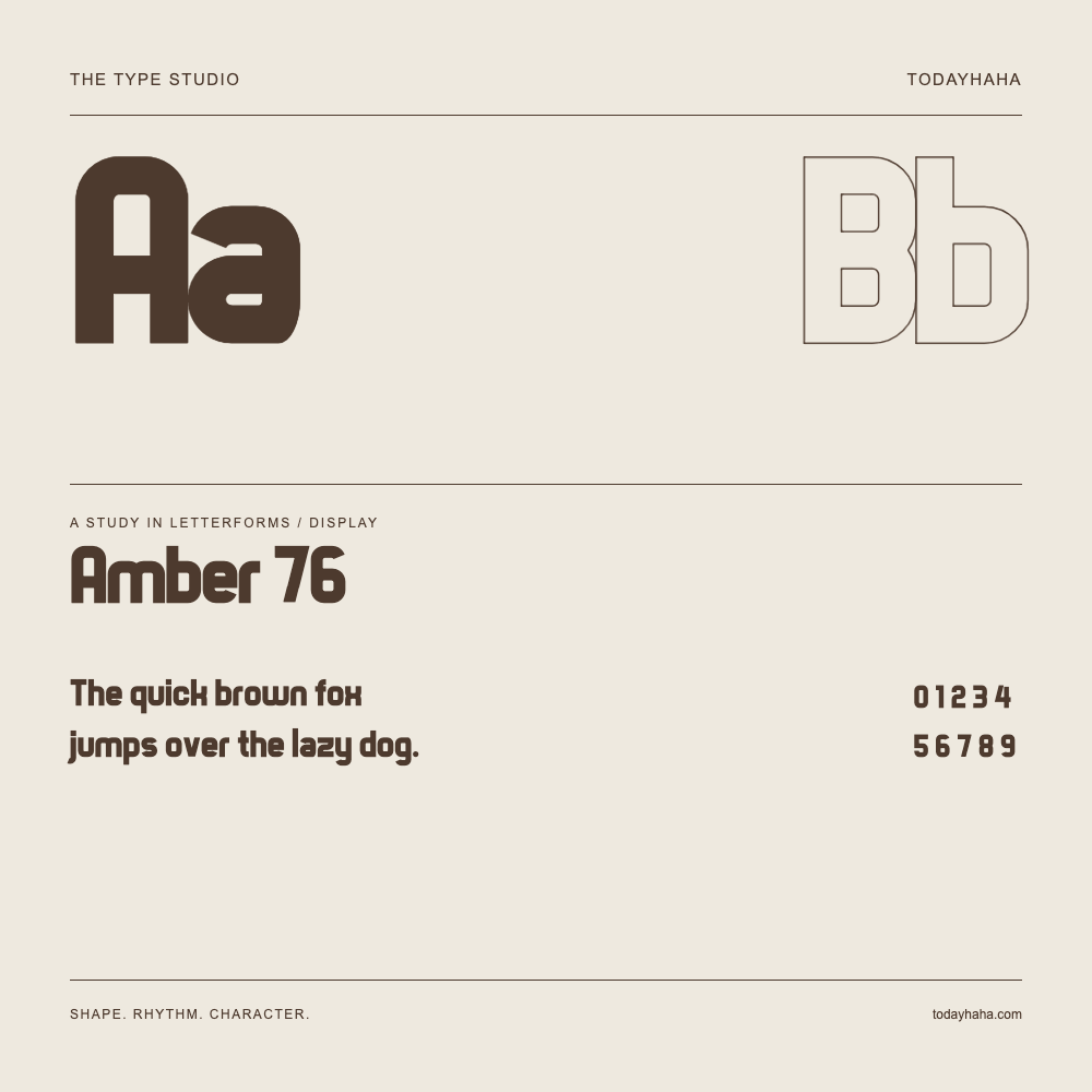 Amber 76 — Buchstabenstudie mit Beispielsatz und Ziffern