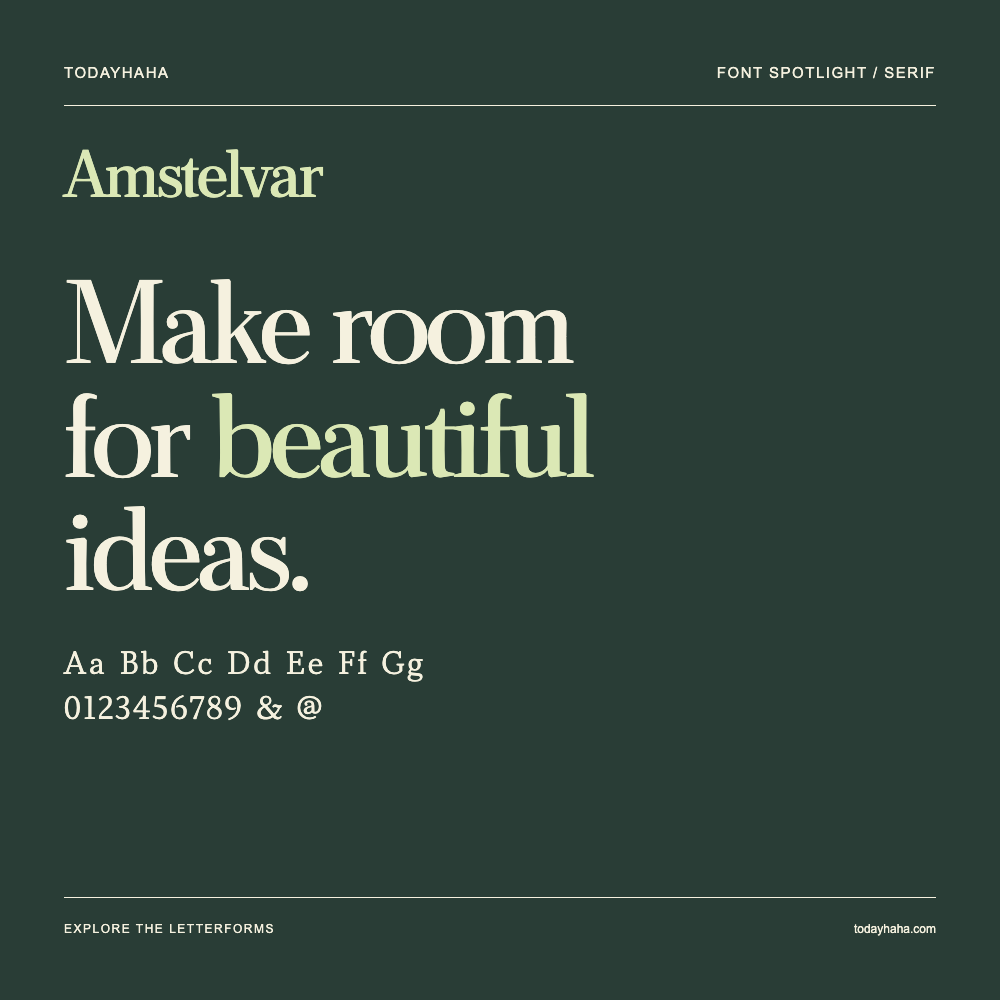 Amstelvar — Typografieposter mit Beispieltext