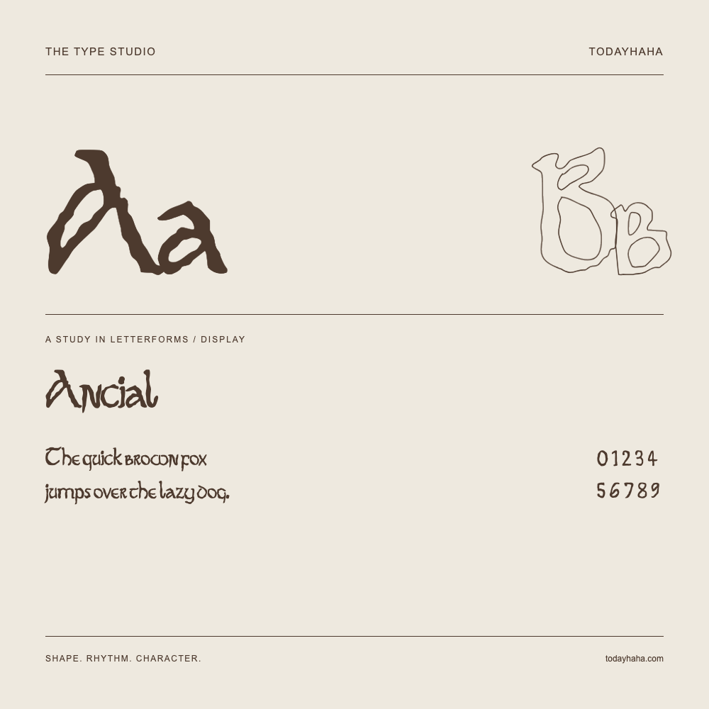 Ancial — Studio delle lettere con frase e numeri
