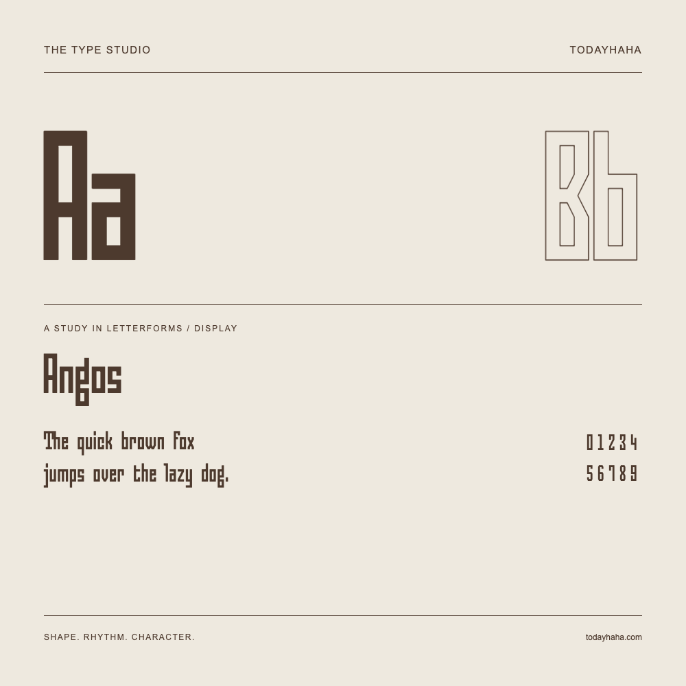 Angos — Buchstabenstudie mit Beispielsatz und Ziffern