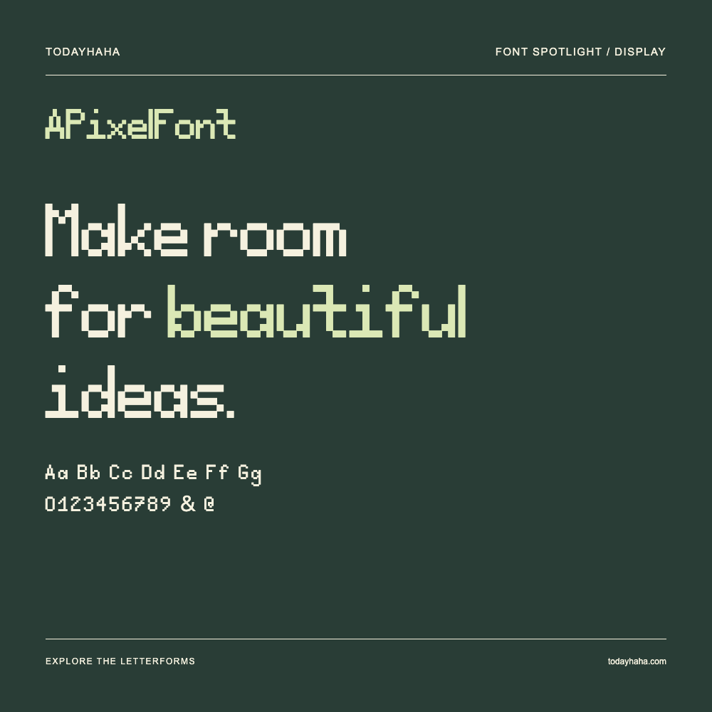 APixelFont — Affiche typographique avec exemple de texte